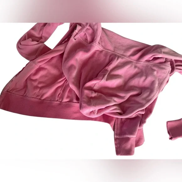 Y2K Victoria's Secret Love Pink Velour Hoodie bubblegum Pink Gold Sequin Medium - Picture 8 of 12